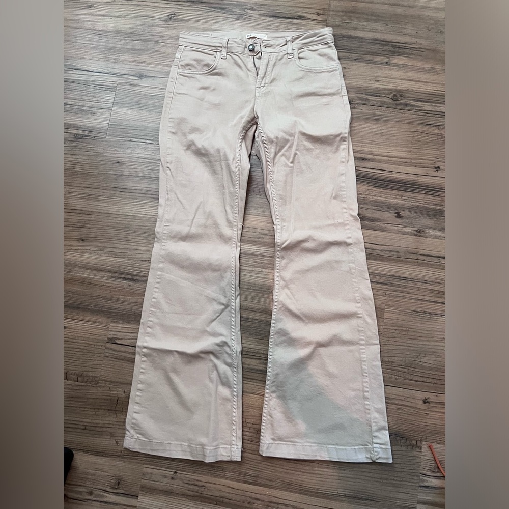 Low rise khaki flare pants